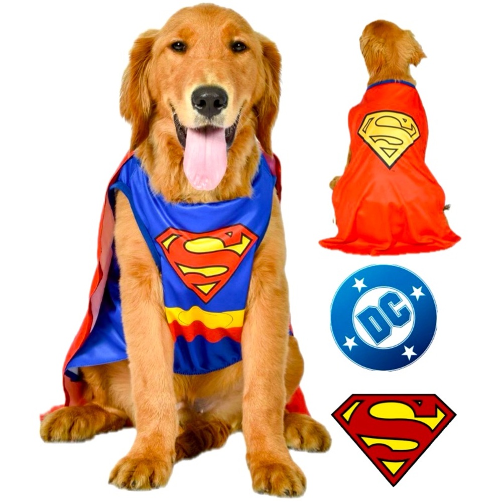DC COMICS Superman Halloween Dog Costume Size Medium